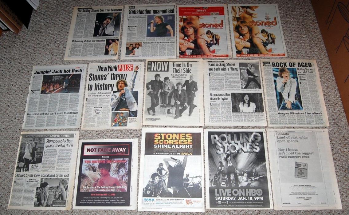 The ROLLING STONES Shine A Light Movie Ad + HBO Concert Ad & Article 14pc Lot