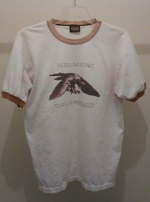 THE ROLLING STONES Tour Of The Americas 1975 White T-Shirt Men's Size XL