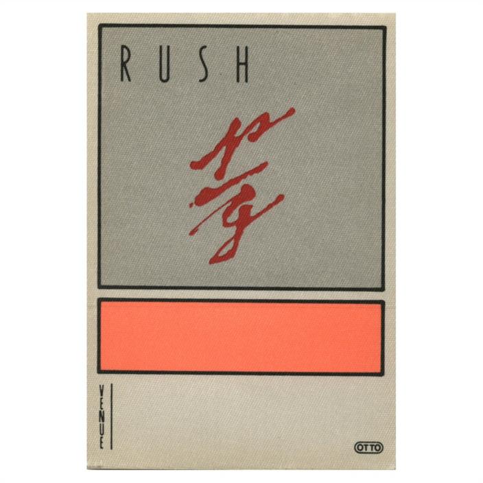 Rush authentic 1984 Grace Under Pressure Tour satin cloth Backstage Pass orange