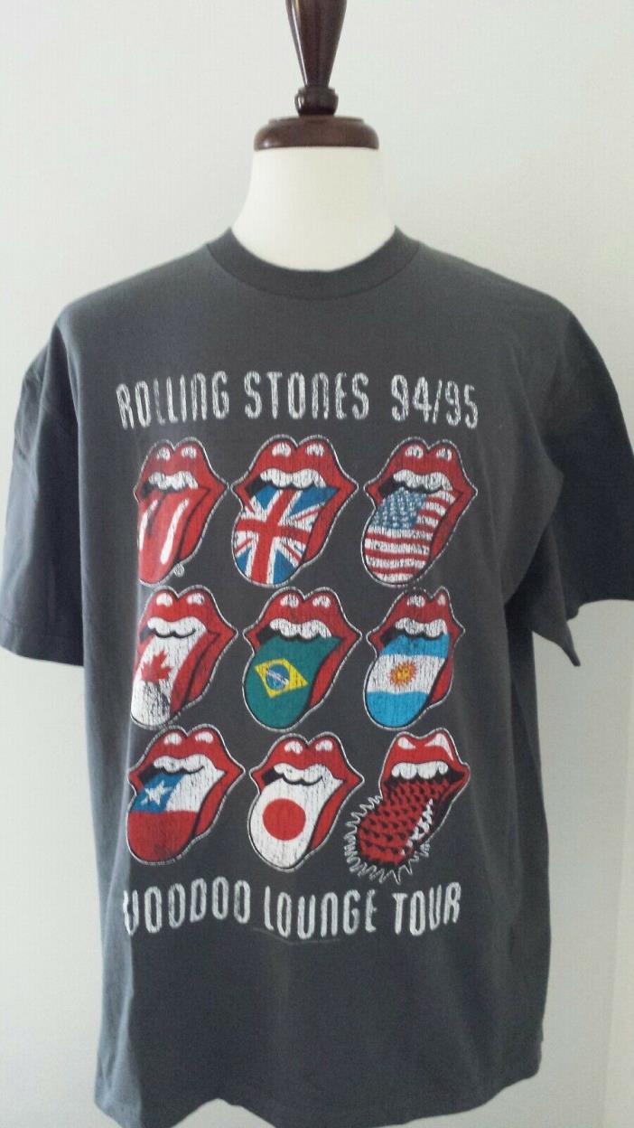 ROLLING STONES Mens XL Shirt 94/95 Voodoo Lounge Tour Cotton Gray Bravado