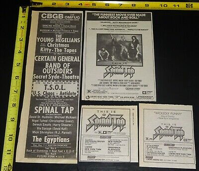 This is SPINAL TAP Movie Ad & NYC CBGB Concert Advert 4pc Lot 1984