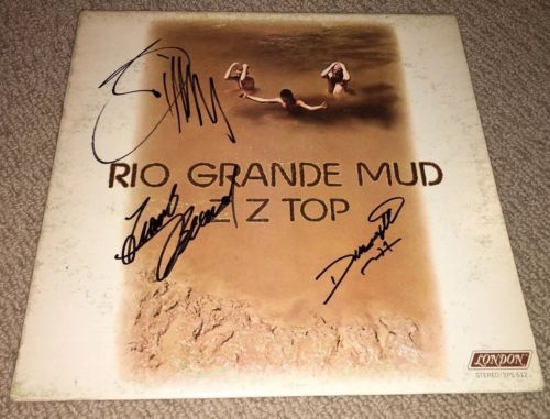 ZZ TOP SIGNED RIO GRANDE MUD VINYL LP RECORD! COMPLETE BAND SIGNED BILLY GIBBONS