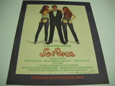 SO FINE w/ Ryan O'Neal coming Sept. 25th original 1981 RSM Promo Display Ad