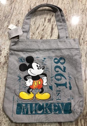 Walt Disney Mickey 1928 Canvas Gray Tote Shopping Hand Bag / Recycled Paper