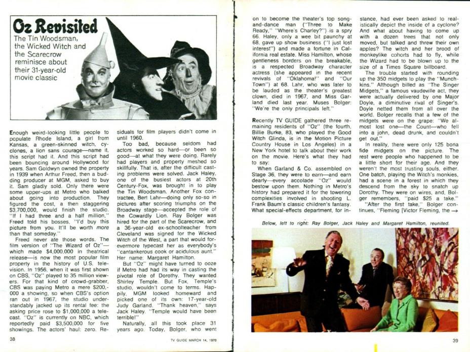 1970 Tv Article-THE WIZARD OF OZ 