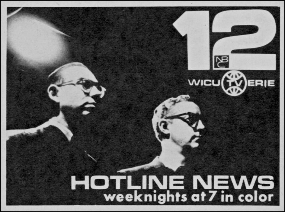 1968 WICU Tv  News Ad-CHANNEL 12 HOTLINE NEWS AT 7 PM ERIE PENNSYLVANIA  (TV5)
