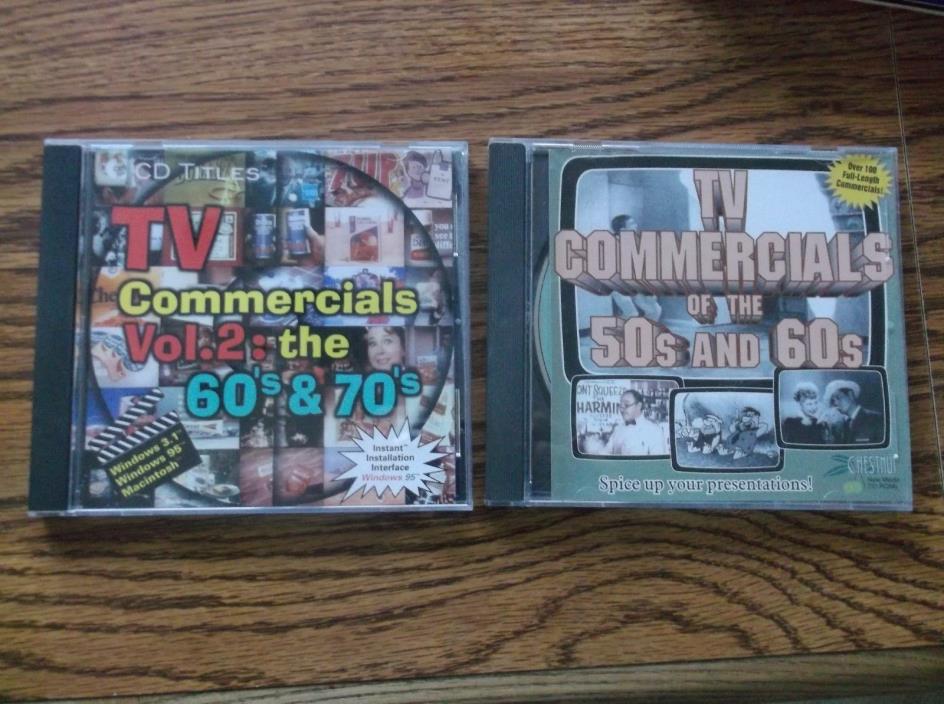 2 CD's-TV Commercials 50's 60's & 70's (PC, CD-ROM) Very Good!!  over 180 files