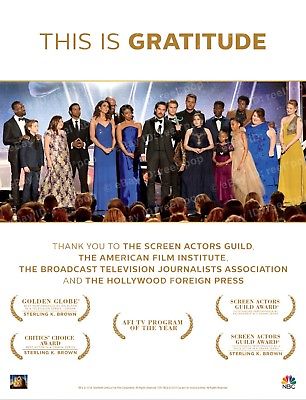 THIS IS US Emmy SAG Golden Globe Ad FYC This is GRATITUDE Full Cast NBC WIN
