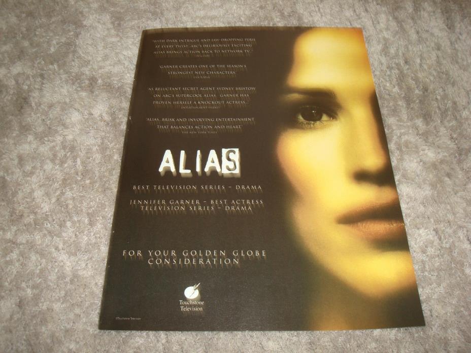 ALIAS Golden Globe, Emmy ad with Jennifer Garner as Sydney Bristow, J.J. Abrams