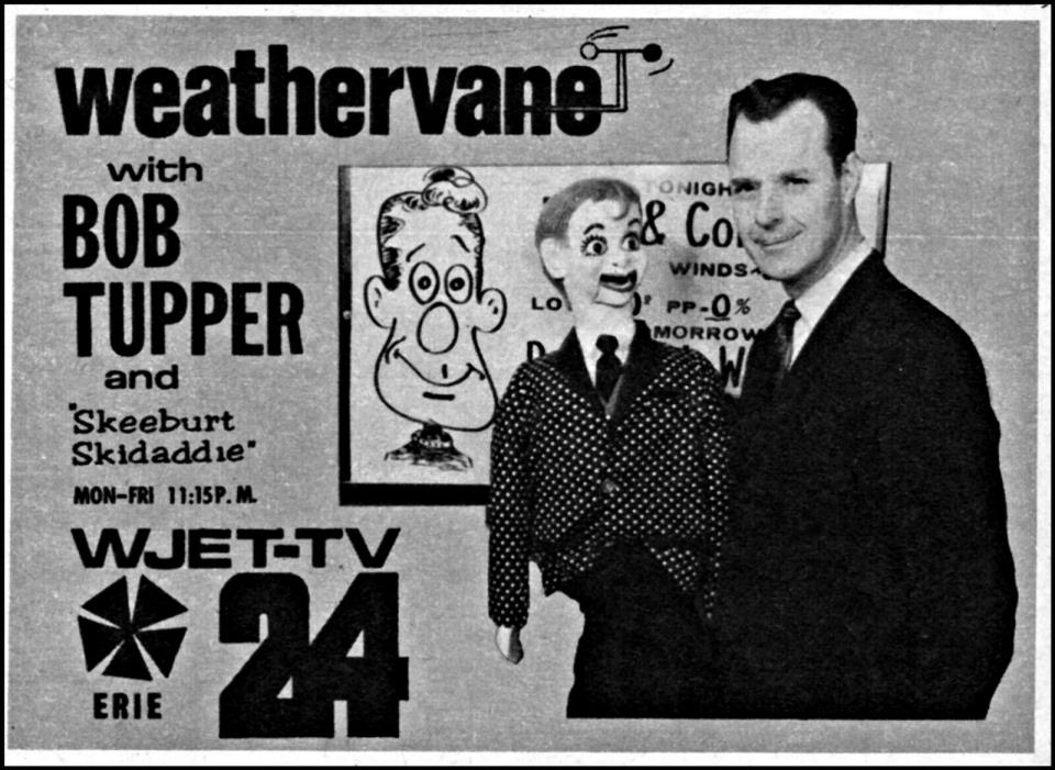 1968 WJET Tv  Ad- BOB TUPPER Weathervane w SKEEBURT SKIDADDLE-ERIE PA  (TV5)
