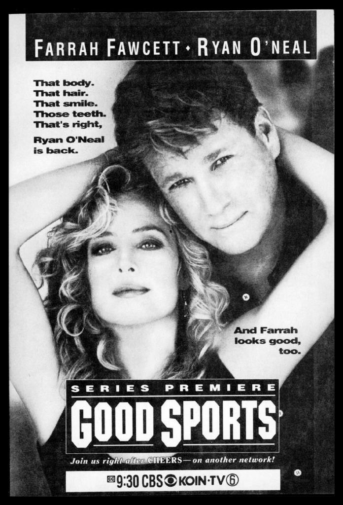 1991 Tv Ad~FARRAH FAWCETT~GOOD SPORTS CBS tv series~Ryan O'Neal (TV4)