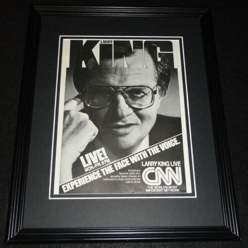 Larry King 1985 CNN Framed ORIGINAL 11x14 Vintage Advertisement