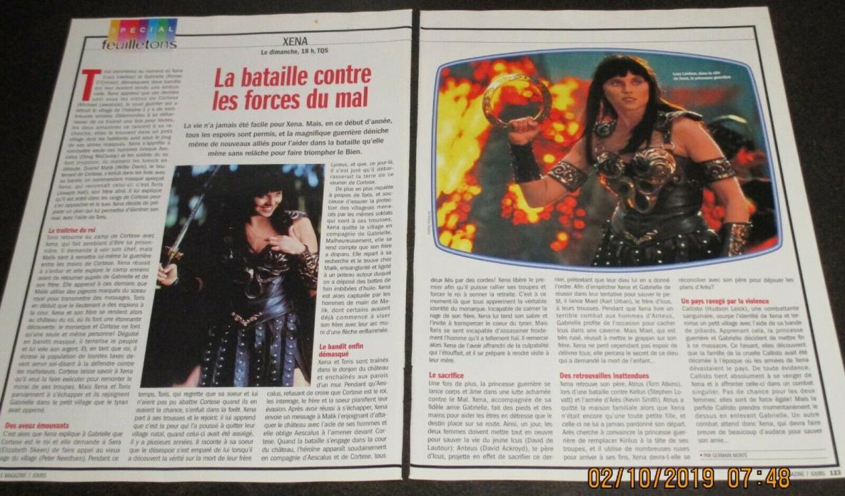 Xena Lucy Lawless French Clippings Magazine Coupures de Presse 2 pages 1999