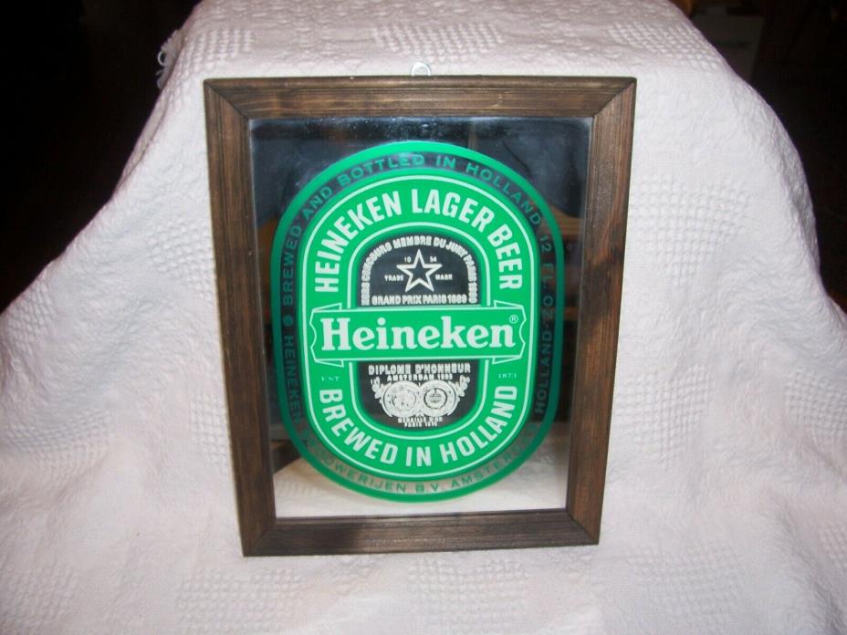 (A132) Framed  Mirror: -  Heineken Lager Beer Brewed In Holland