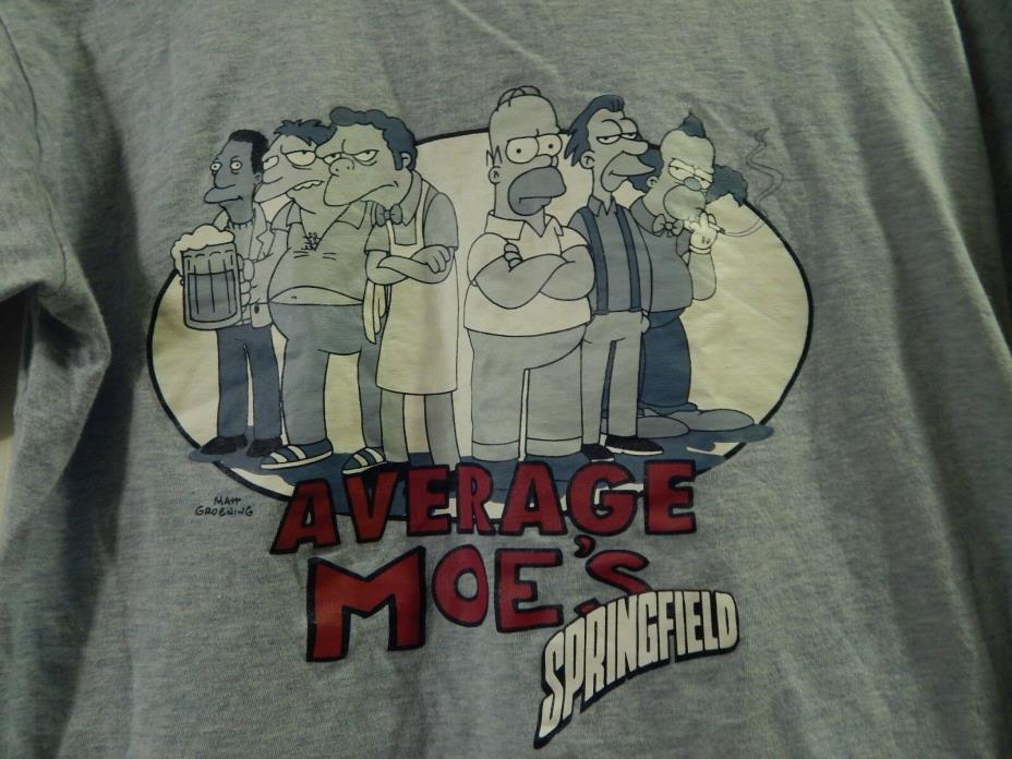 The Simpsons ~Average Moe's~ Springfield [Blue] Adult Med. ~T-SHIRT~ Krusty +