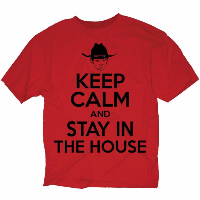 Walking Dead Keep Calm Stay In House 2XL Red T-Shirt AMC TV Carl Grimes licensed
