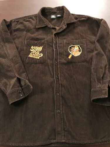Vintage 90s 1997 Scooby Doo Where Are you Corduroy Embroidered Shirt Sz 2XL