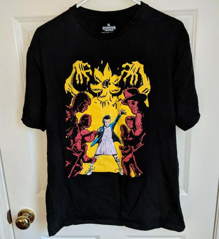STRANGER THINGS Loot Crate Netflix Black T-Shirt ELEVEN Comic Style Mens Size XL