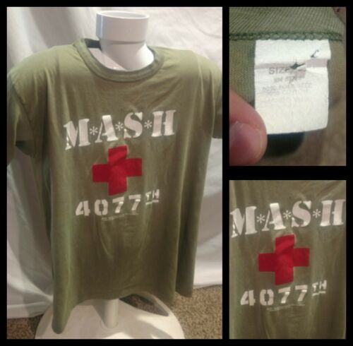 Vintage 80s Mash Green Homeless hobo chic worn Tee T-shirt Size Large