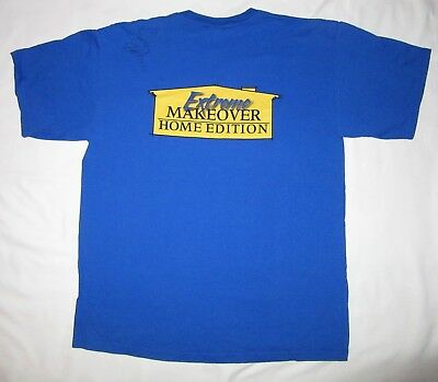 Extreme Makeover Home Edition LARGE blue T-Shirt AUTOGRAPHED Free US Shipping