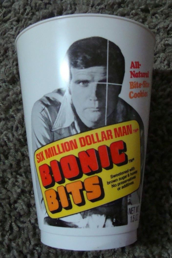 Six Million Dollar Man Bionic Bits CUP 1977 Woman 6 Lee Majors tv show vintage