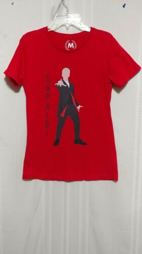 DOCTOR WHO Tardis 12th Time Lord Peter Capaldi Womens Red T-Shirt Size Medium la