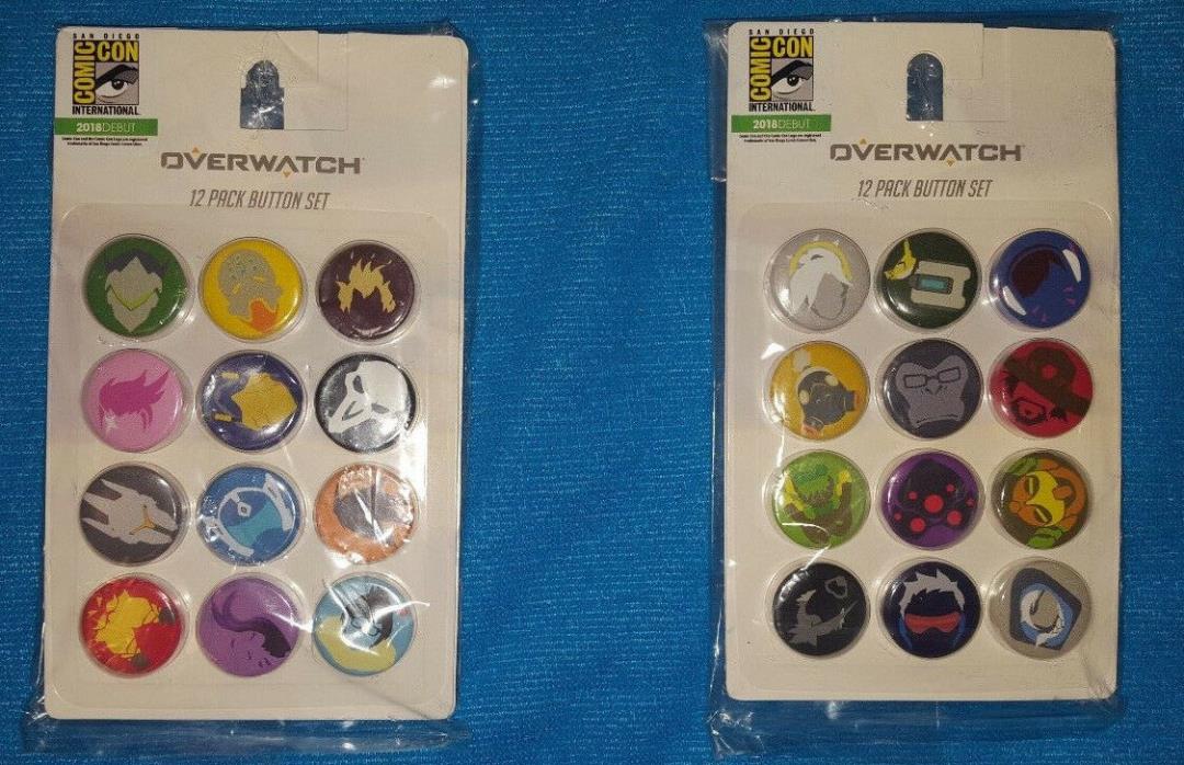 Overwatch - Set of 24 Buttons Pins - Blizzard - SDCC 2018 Exclusive