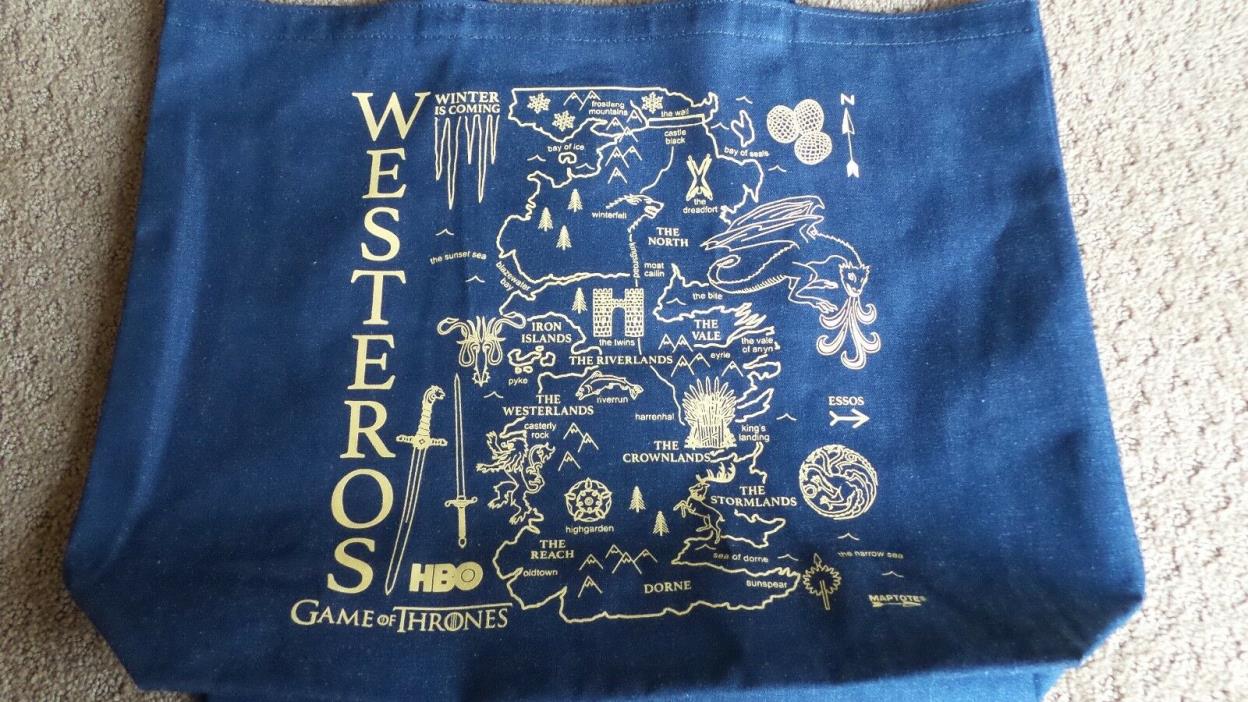 Game of Thrones HBO Promo Denim Canvas Tote Bag Westeros Map NEW PROMOTIONAL