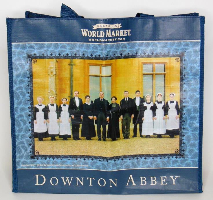 Downton Abbey 2015 Reusable Tote Bag Teal Blue Serving Staff World Market Day 3