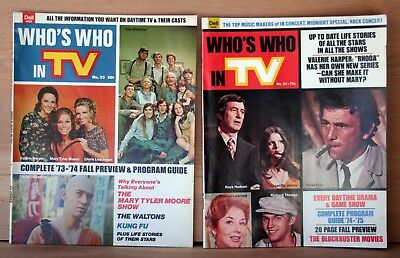 1973-1974 Dell lot 2 WHO'S WHO IN TV Magazine COLUMBO & KUNG FU 1974-1975 vg
