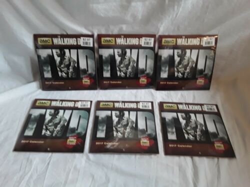 LOT OF 6 The Walking Dead TV Series 12 Month 2017 Mini Wall Calendar, SEALED.