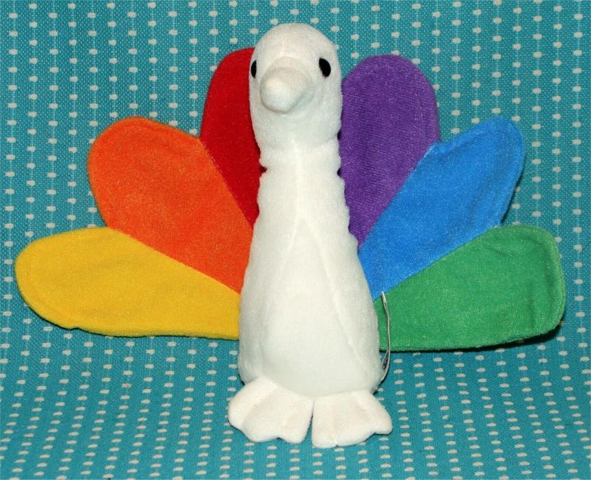 Vtg NBC Peacock Mascot Plush Bean Bag Toy Rainbow 6” Original Steven Smith