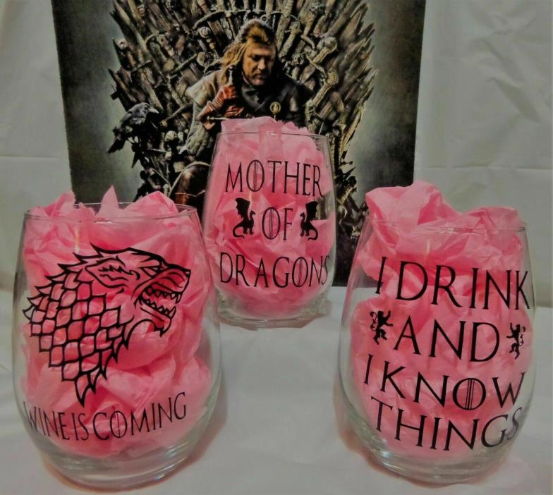 Game of Thrones Wine Glasses (Set of 3) NEW!