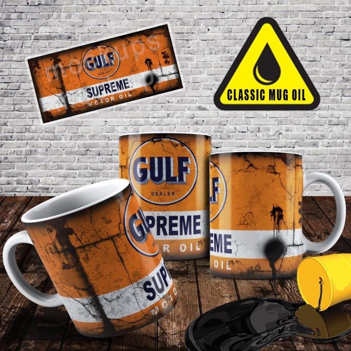 Gulf Supreme Motor Oil Can Classic Style Auto Coffee Mug 11oz & 15oz Collectible