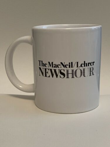 Vintage The Macneil/Lehrer News Hour Mug 1986-1995 PBS Al Hirschfeld Drawing