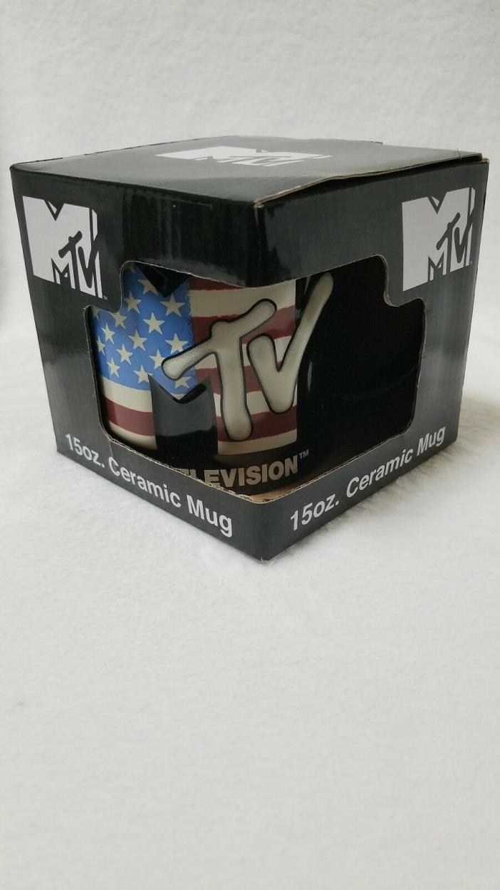 MTV Ceramic Mug Coffee Cup Music Television  15 Oz Patriotic 80'S BABY RETRO
