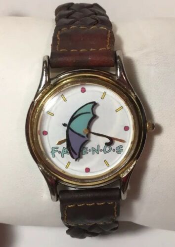 Vtg Relic Watch by Fossil Friends Tv Show Warner Bros ZR96032 Brown Leather Gold