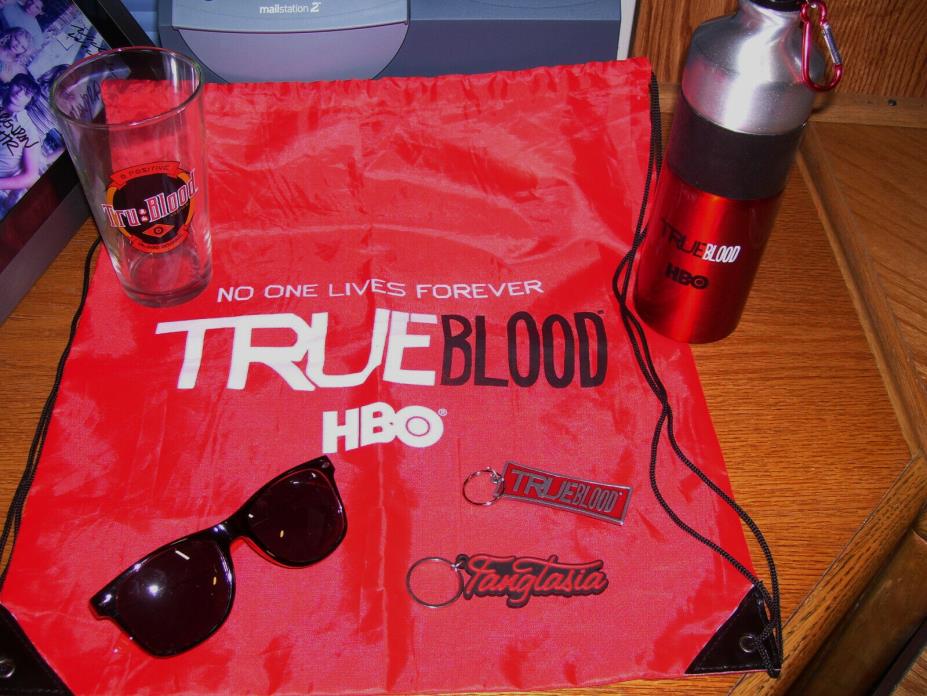 True Blood SDCC Comic Con 2013 HBO Promo Swag Bag Bottle Glass Sunglasses etc!