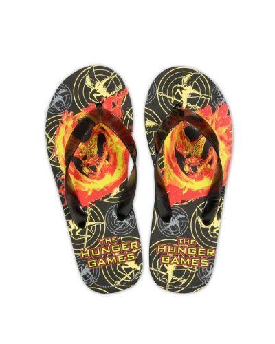 Hunger Games Sandals Flip Flop Burning Fire Mockingjay  Size Small S  Womens 5/6