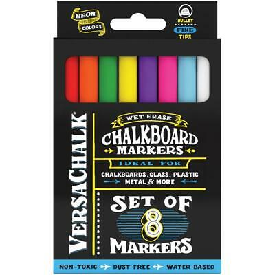 VersaChalk Liquid Chalkboard Markers Neon Bright 8 Use Glass Plastic Fine Point