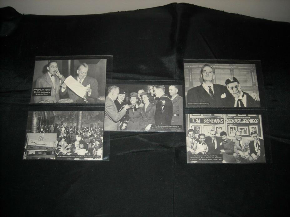 B&W Vintage 40'S Postcard Lot of 5 TOM BRENEMAN'S BREAKFAST IN HOLLYWOOD ABC