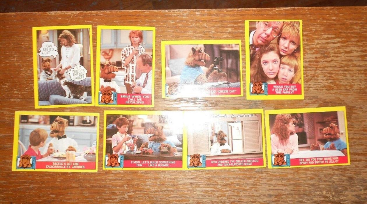 8-lot 1987 topps alf trading cards 3,12,13,18,22,32,35,+44 nice shape used