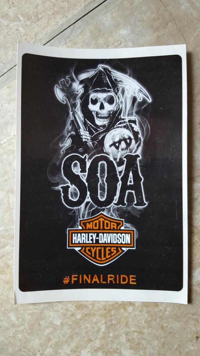 *RARE  Harley Davidson Decal -Sons of Anarchy Final Ride sticker S.O.A.