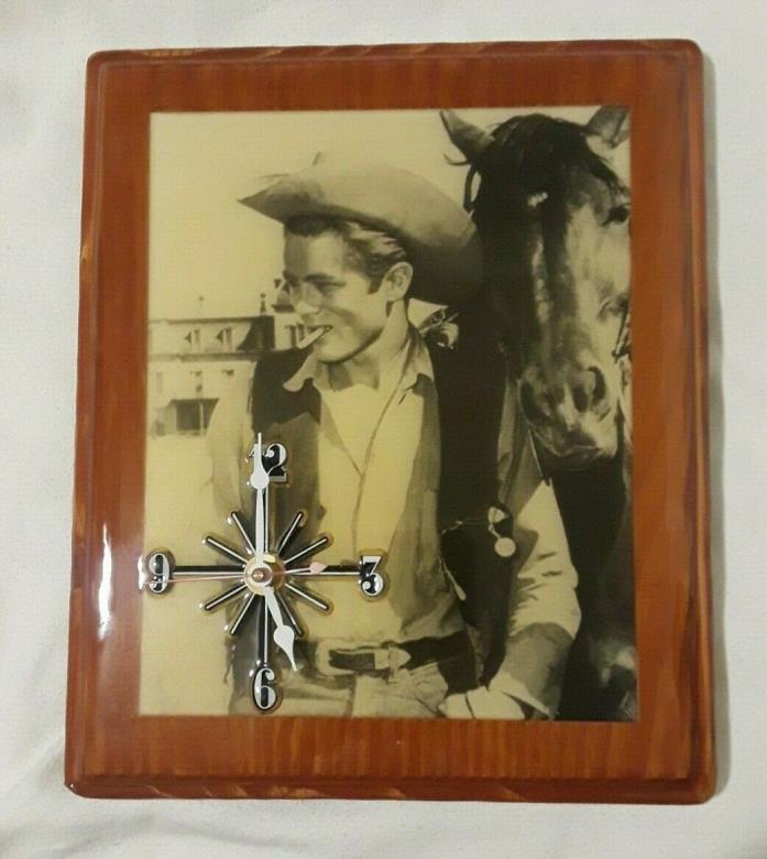 Vintage James Dean Wall Clock On Wood Plank James Dean Cowboy Portrait Clock
