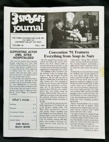 Three Stooges Fan Cub Journal #59 1991 SNOW WHITE & THE THREE STOOGES