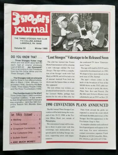 Three Stooges Fan Cub Journal #52 1989 Video Marketplace Magazine
