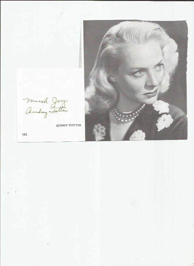 4 x 4/1/4 B & W SIGNED MAGAZINE PHOTO-AUDREY TOTTER