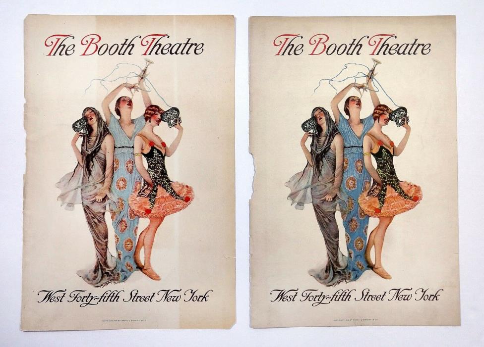 2 Vintage 1914 LG SZ The Booth Theatre Program Covers Djer-Kiss Ad Art Deco