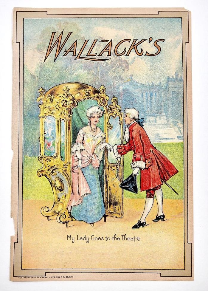 Vintage 1906 LG SZ The Wallack's Theatre Program Cover Djer-Kiss Ad Art Deco