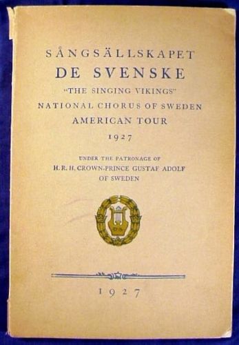 De Svenske National Chorus of Sweden The Singing Vikings U.S. Tour Program 1927
